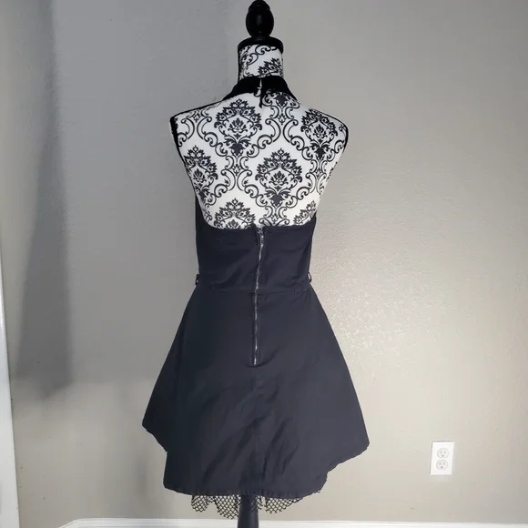Royal Bones Black Halter Dress with Lace Detail - Picture 3 of 3